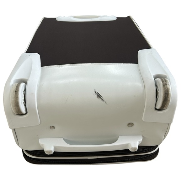 Diane Von Furstenberg brown + white trim rolling travel luggage suitcase 22x13" - Picture 4 of 12